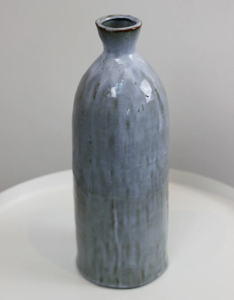 Ceramic Glazed Slim Neck Vase - Grey, 32.5cm
