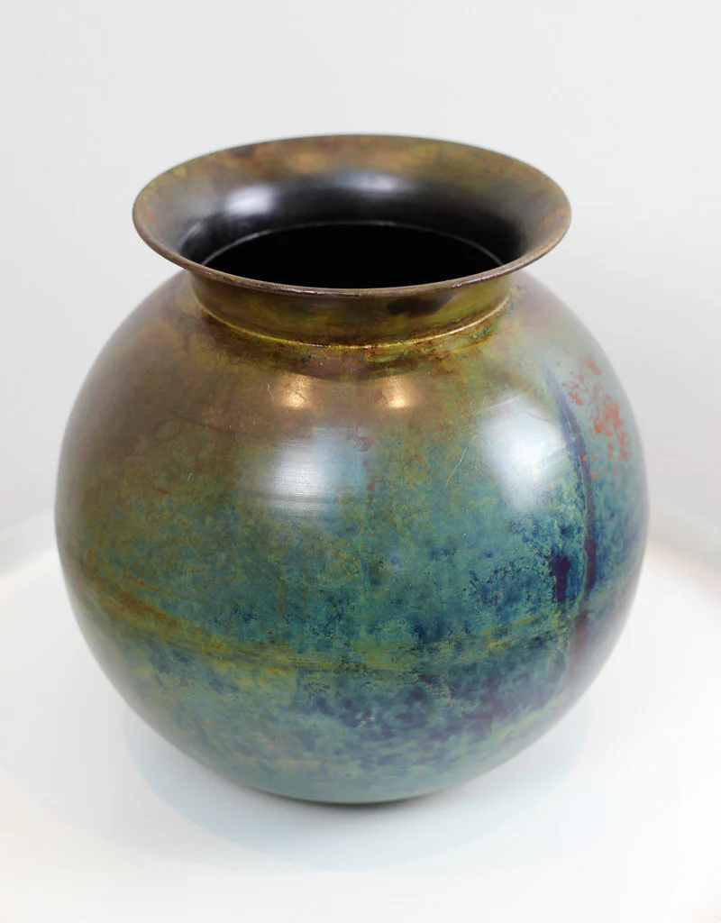 Marble Effect Metal Globe Vase, 26 cm